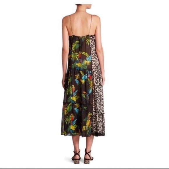New! MARC JACOBS Tropical Palm Leaf & Animal Print Tie Front Midi Dress - Picture 3 of 8